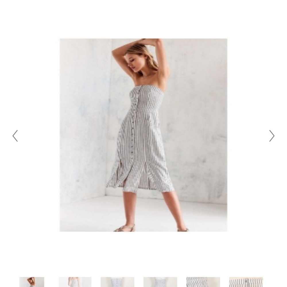 Striped linen midi dress